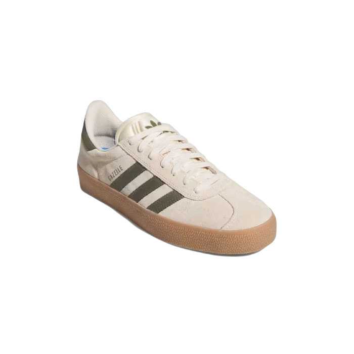 ADIDAS GAZELLE ADV SCHOENEN - ECRU TINT/FOCUS OLIVE/GUM The Old Man Boardsports Adidas