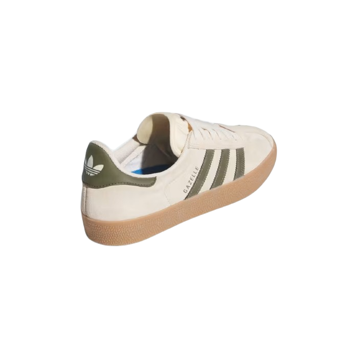 ADIDAS GAZELLE ADV SCHOENEN - ECRU TINT/FOCUS OLIVE/GUM The Old Man Boardsports Adidas
