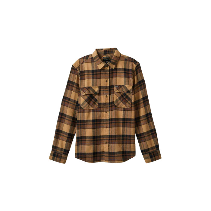 BRIXTON BOWERY FLANNEL OVERHEMD - TIGER'S EYE/PINECONE BROWN/WASHED BLACK The Old Man Boardsports Brixton