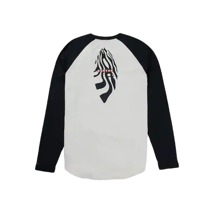 BURTON MEN'S ROADIE TECH MIDWEIGHT CREW LONG SLEEVE T-SHIRT - STOUT WHITE/TRUE BLACK The Old Man Boardsports Burton