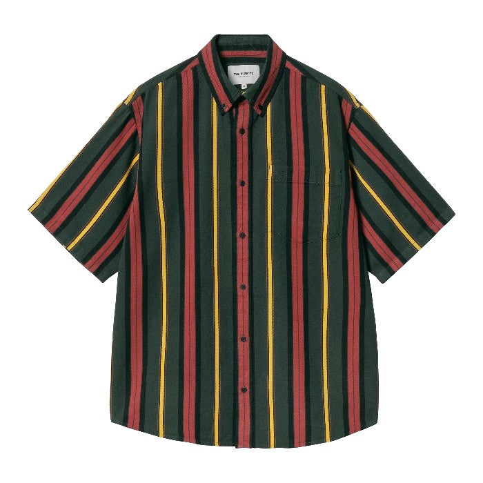 CARHARTT WIP S/S JARRELL OVERHEMD JARRELL STRIPE, CONIFER/BLACK