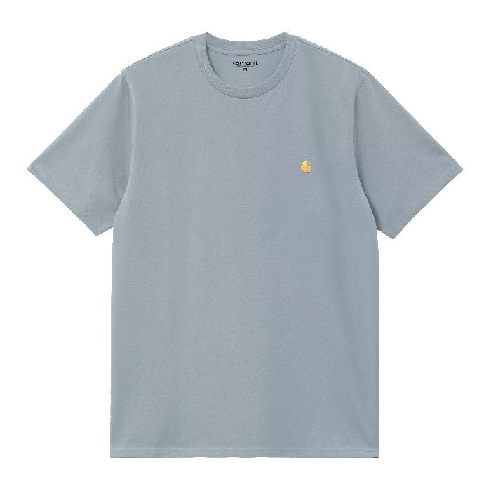 CARHARTT WIP CHASE SHORT SLEEVE T-SHIRT - FROSTED BLUE/GOLD The Old Man Boardsports Carhartt WIP