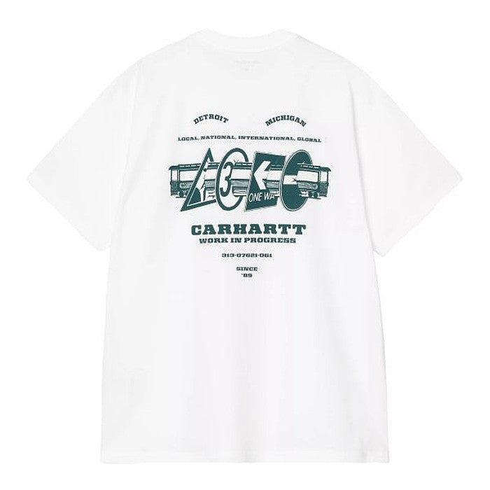 CARHARTT WIP RUNAWAY SHORT SLEEVE T-SHIRT - WHITE/MALACHITE The Old Man Boardsports Carhartt WIP