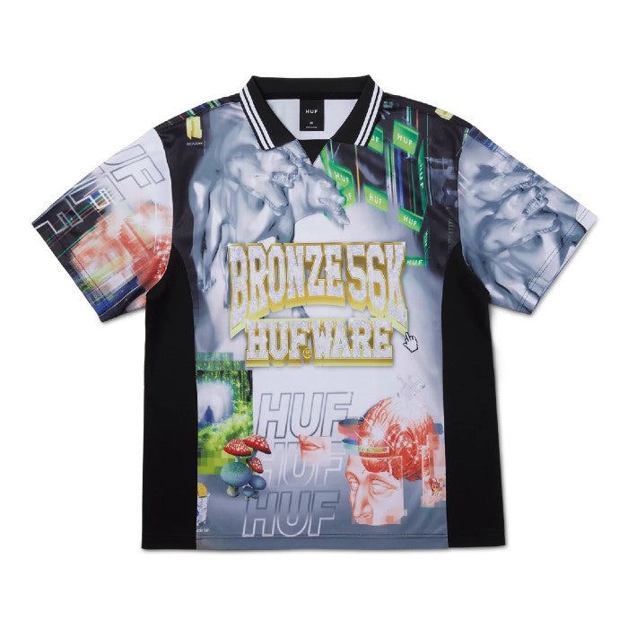 HUF X BRONZE56K GLITCHED SOCCER JERSEY T-SHIRT MULTI