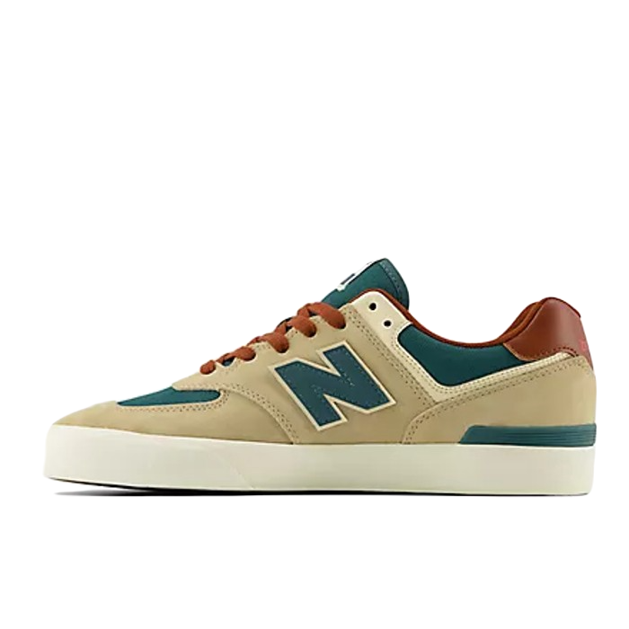 NEW BALANCE NUMERIC 574 VULC SCHOENEN - TAN WITH FOREST GREEN The Old Man Boardsports New Balance