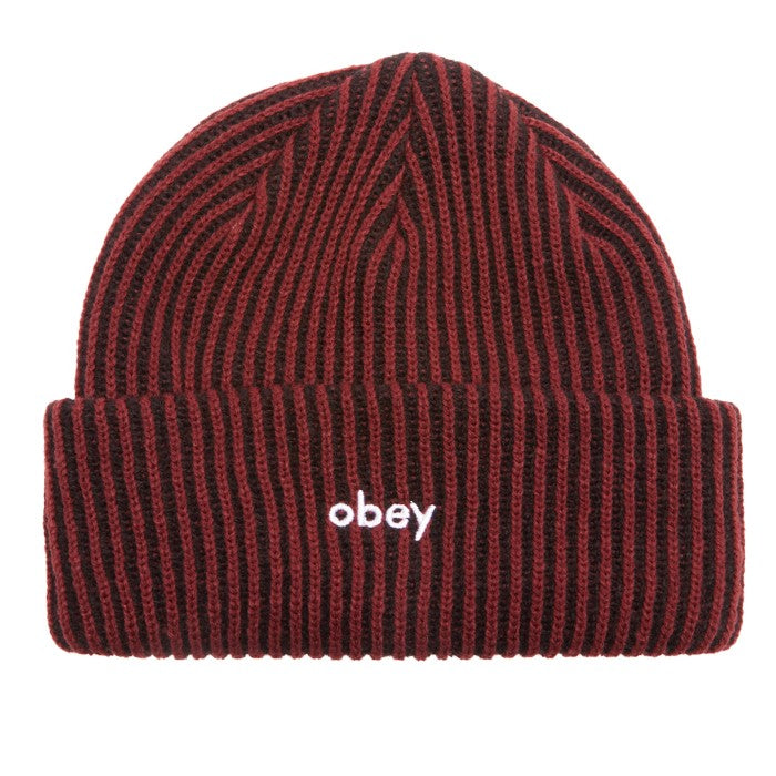 OBEY BOWERY 2 TONE RIB BEANIE TAWNY PORT MULTI