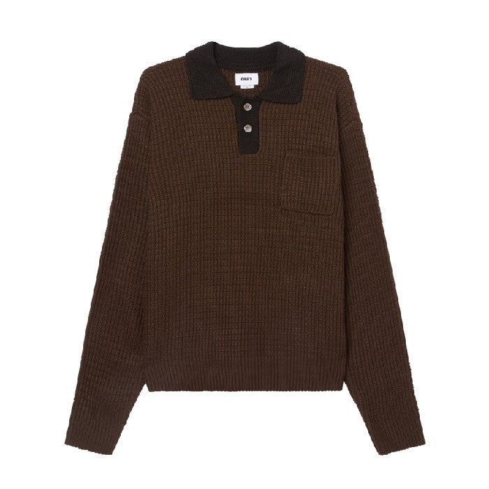 OBEY DANNY POLO SWEATER DARK BROWN