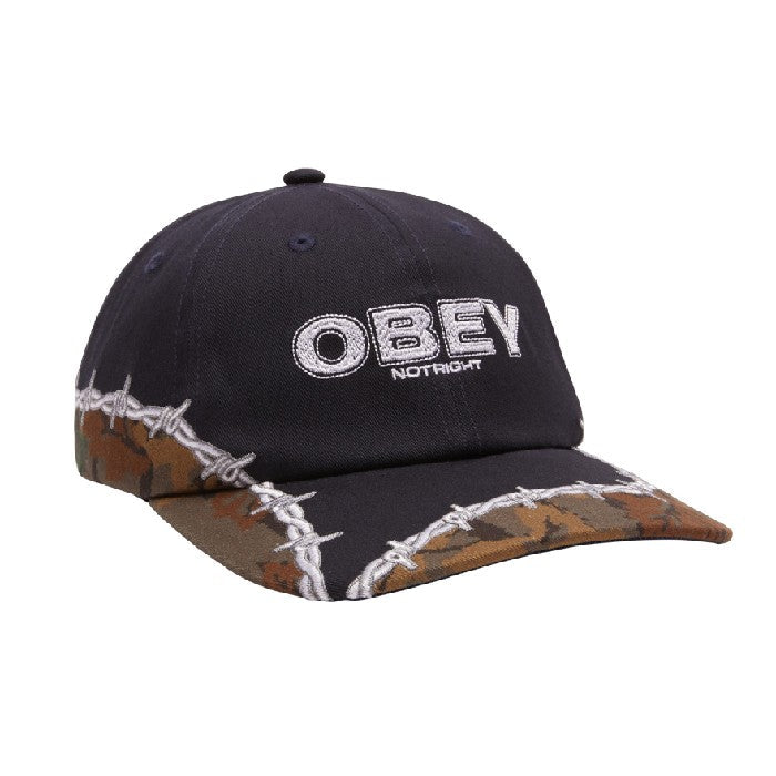 OBEY NOT RIGHT 6 PANEL VELCRO BACK PET NAVY MULTI