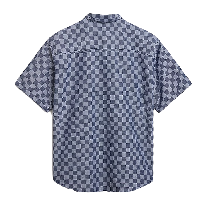 VANS WADE CHECKERBOARD WOVEN SHORT SLEEVE OVERHEMD DRESS BLUE