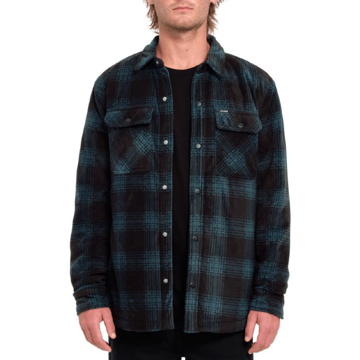 VOLCOM BOWERED FLEECE LONG SLEEVE OVERSHIRT EVERGREEN